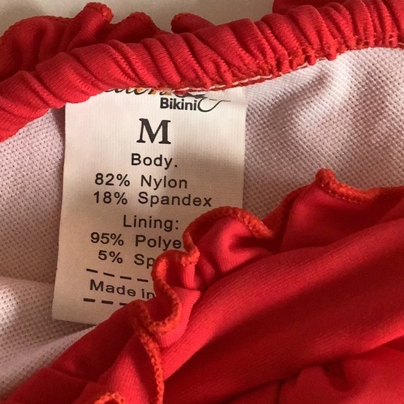 Beach Joy Size Medium Red Rose & Ruffle Side Tie Bikini Bottom. New Without Tags - Picture 3 of 7